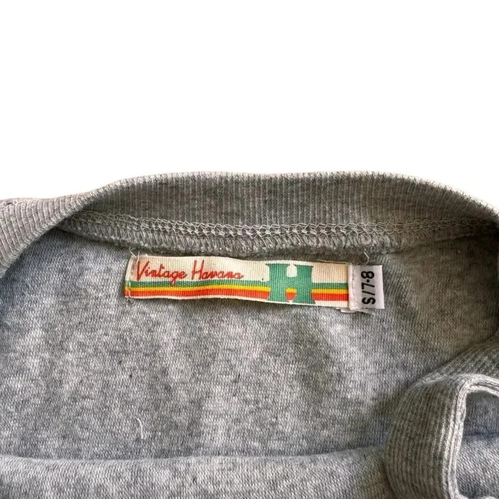 Vintage Havana Stars Grey One Shoulder Sweater Pullover Long Sleeve Size S 7/8 - Picture 6 of 9